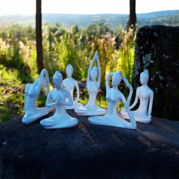 Estatuetas 12cm Yoga Brancas - 6pç