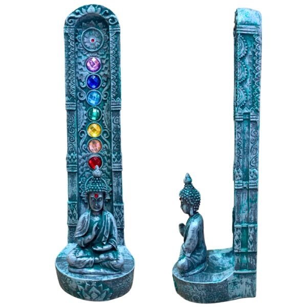 Incensário Torre 23cm Chakras Buda Cinza - Image 2