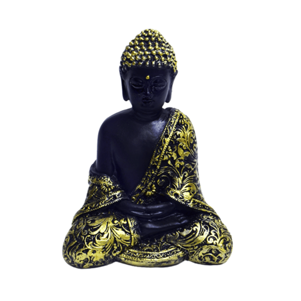 Buda Tibetano 12cm Preto/Dourado