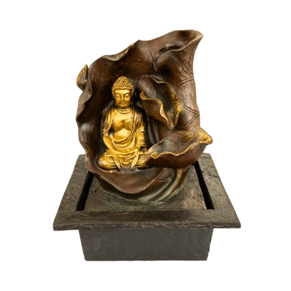 Fonte De Água Decorativa Buda 26cm Dourado Bivolt - Motor 01 Led