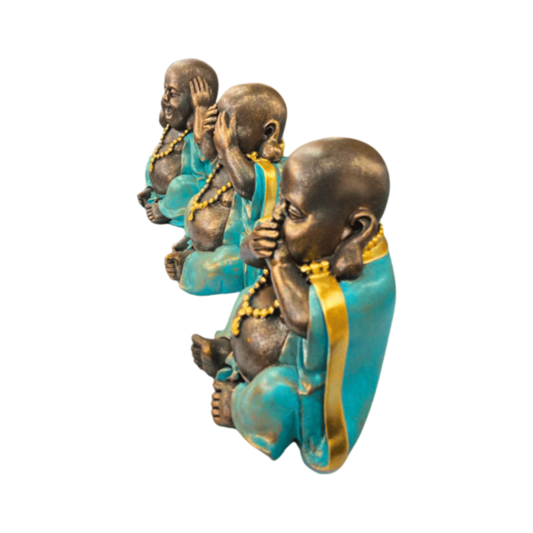Buda Da Fortuna 16,5cm Dourado/Azul - Sentidos - Conjunto 3pç - Image 4