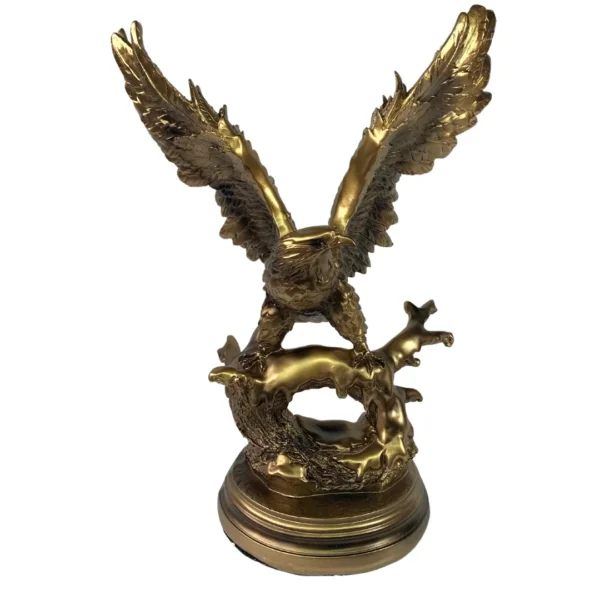 Estátua Decorativa Águia Dourada 52Cm