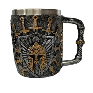 Caneca Decorativa Colecionável 11,5Cm Elmo E Espadas