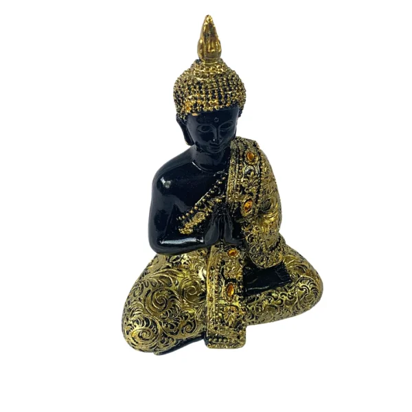 Estátua Decorativa Buda Tibetano 19Cm Preto E Dourado - Image 2