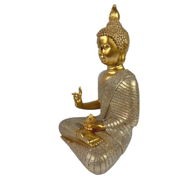 Estátua Decorativa 30Cm Buda Tibetano Dourado - Image 3