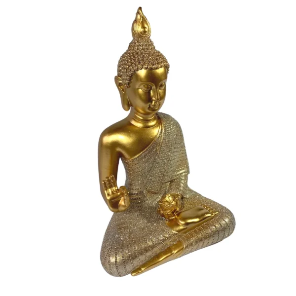 Estátua Decorativa 30Cm Buda Tibetano Dourado - Image 2