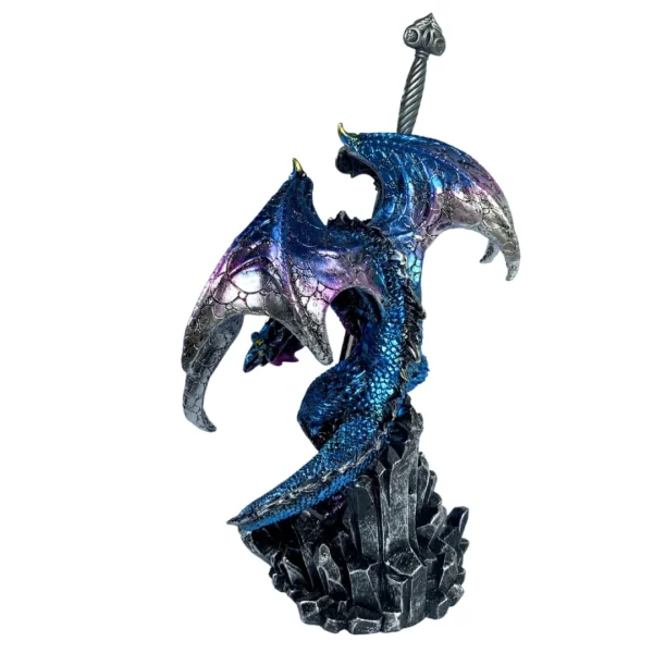 Estátua Decorativa 24Cm Dragão Azul C/Espada - Image 4