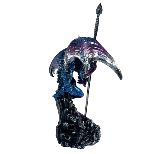 Estátua Decorativa 24Cm Dragão Azul C/Espada - Image 6