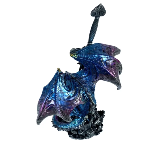 Estátua Decorativa 24Cm Dragão Azul C/Espada - Image 7