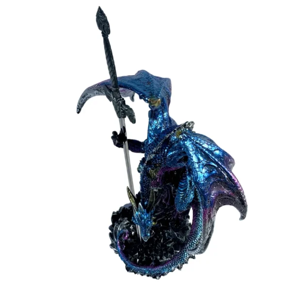 Estátua Decorativa 24Cm Dragão Azul C/Espada - Image 8