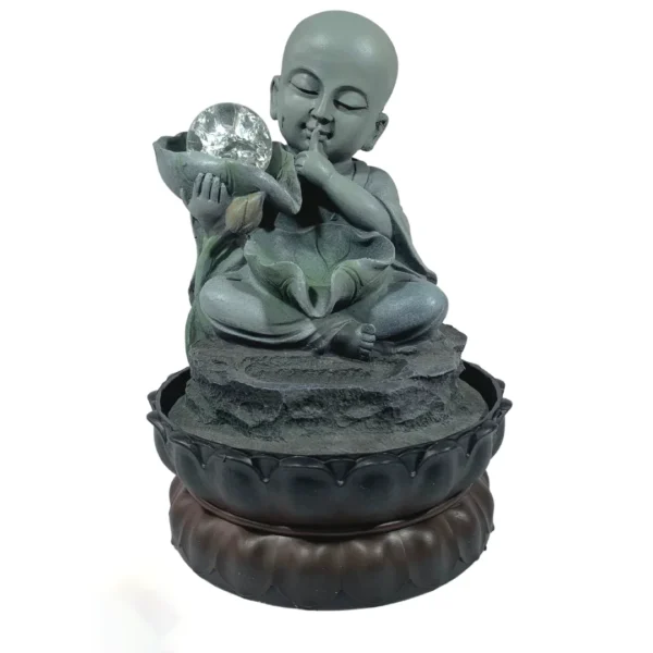 Fonte Decorativa Monge Cinza C/Bola - 29Cm