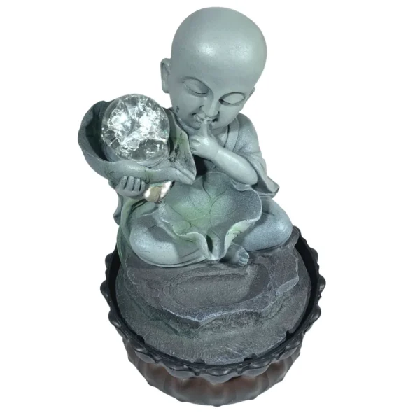 Fonte Decorativa Monge Cinza C/Bola - 29Cm - Image 2