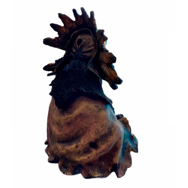 Índio Xamã 38cm Sentado Com Caveira de Boi e Cachimbo - Image 4