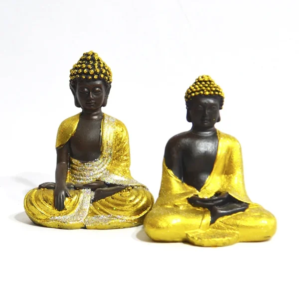 Budas Tibetanos 12cm Dourados - Conjunto 2pç
