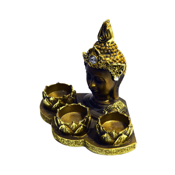 Buda Tibetano 16cm Dourado C/Porta Vela - Image 2