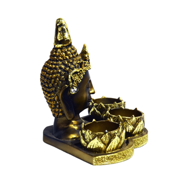 Buda Tibetano 16cm Dourado C/Porta Vela - Image 4